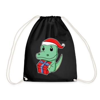 Crocodile avec bonnet de Père Noël - Sac de sport léger - noir - Devant