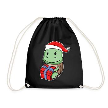 Tortue avec chapeau de Noël - Sac de sport léger - noir - Devant