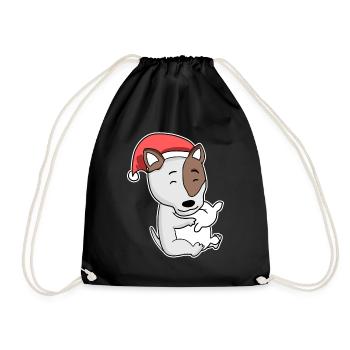 Bull Terrier Dog Animal Christmas - Drawstring Bag - black - Front