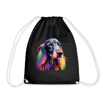 Aquarelle Chien Afghan coloré - Sac de sport léger - noir - Devant