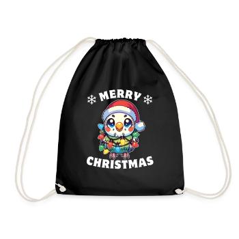Christmas Fairy Lights Budgie - Drawstring Bag - black - Front