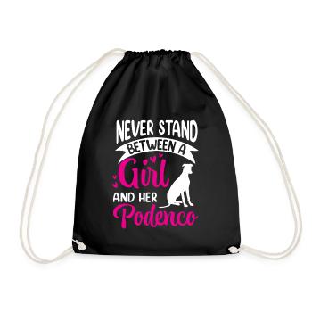 Girl and her Podenco Spanish Greyhound - Drawstring Bag - black - Front