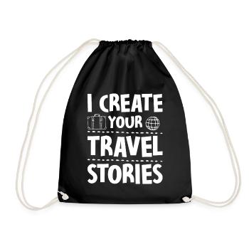 I Create Your Travel Stories Reisebüro - Turnbeutel - Schwarz - Vorne