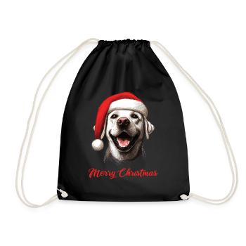 Merry Christmas - Labbi Labrador Weihnachten - Turnbeutel - Schwarz - Vorne