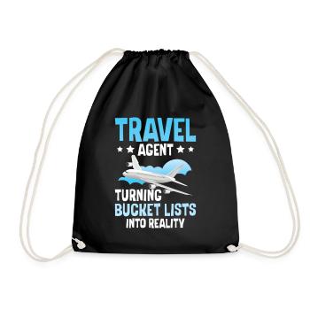 Turning Bucket Lists Into Reality Travel Agency - Drawstring Bag - black - Front