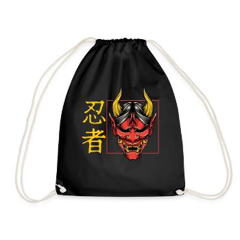 Shinobi Shirt, Japanese Demon Hannya Shinobi Oni - Drawstring Bag - black - Front