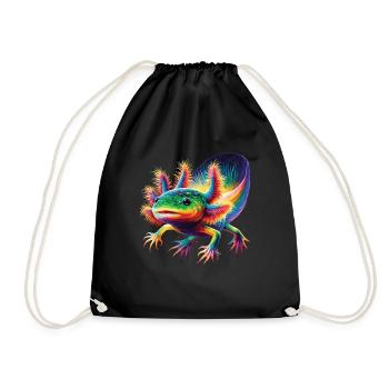 Axolotl cute animals kawaii anime funny axolotl - Drawstring Bag - black - Front