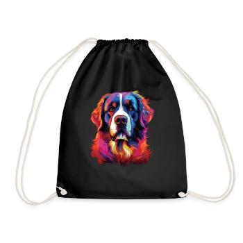 Watercolor Colorful St. Bernard - Drawstring Bag - black - Front