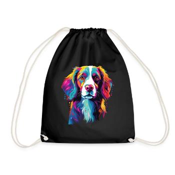 Wasserfarben Farbenfroher Brittany Spaniel - Turnbeutel - Schwarz - Vorne