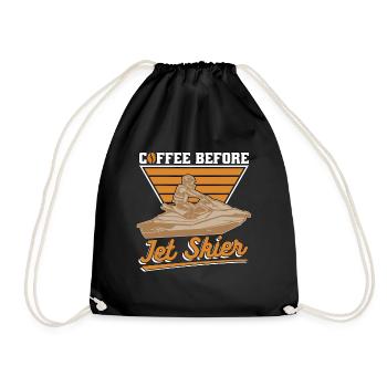 Jet Skier Coffee Before Water Skiing Coffee Lover - Drawstring Bag - black - Front
