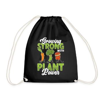 Growing Strong with Plant Power Vegetarian Vegan - Turnbeutel - Schwarz - Vorne