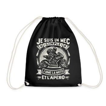 Je suis un mec simple j'aime la moto et l'apéro - Sac de sport léger - noir - Devant
