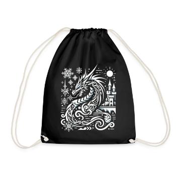 Ice dragon in the snow glow - Drawstring Bag - black - Front