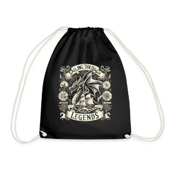 Dragon - Sailing Ship and Dragon Adventure - Drawstring Bag - black - Front