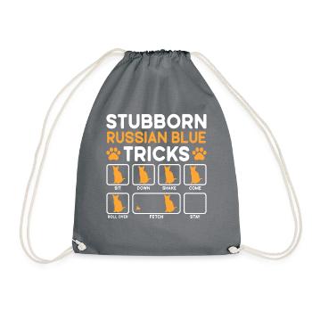 Stubborn Tricks Russian Blue Cat - Drawstring Bag - grey - Front