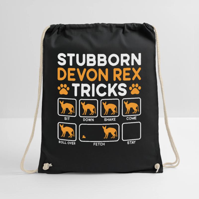 Stubborn Tricks Devon Rex Cat Drawstring Bag