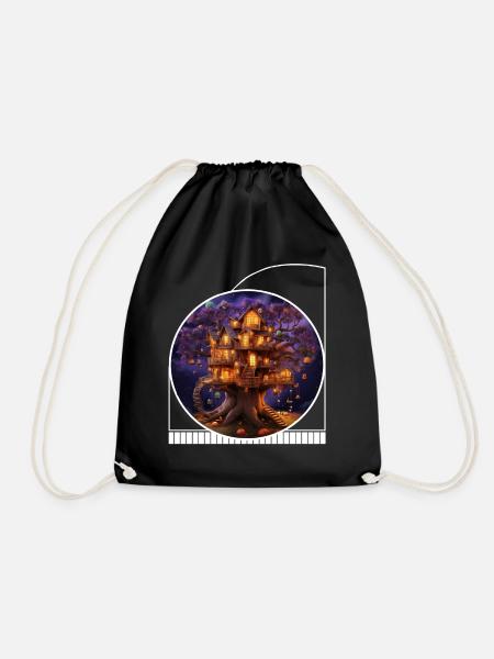 Baumhaus-Banshee-Bibliothek Cottagecore Halloween - Turnbeutel - Schwarz