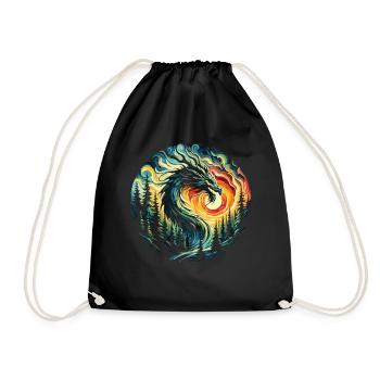 Sunrise with dragon - Drawstring Bag - black - Front