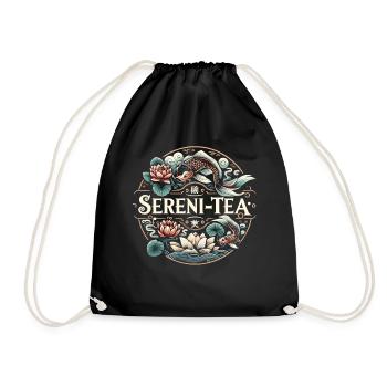 Lotus blossoms and tea enjoyment - Drawstring Bag - black - Front