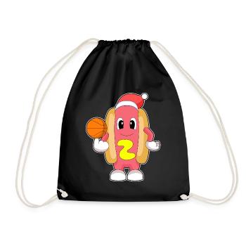 Hotdog Christmas Basketball - Drawstring Bag - black - Front