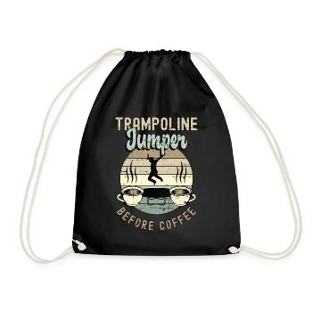 Trampoline Jumper Before Trampolining Coffee Lover - Drawstring Bag - black - Front