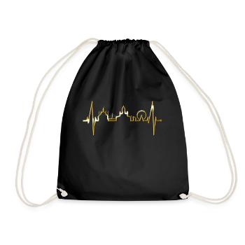 Helsinki Skyline Heartbeat Finnish Love Finland - Drawstring Bag - black - Front