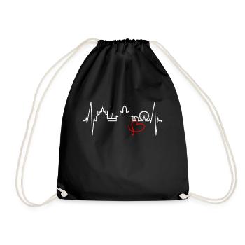 Helsinki Skyline Heartbeat Finnish Love Finland - Drawstring Bag - black - Front