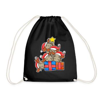 Elch Weihnachtsbaum Weihnachten - Turnbeutel - Schwarz - Vorne