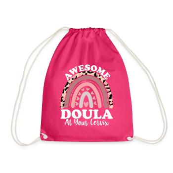 Awesome Doula Bei Deinem Gebärmutterhals-Geburtshelfer - Turnbeutel - Fuchsia - Vorne