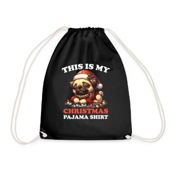 Pug Christmas Pajamas Dogs - Drawstring Bag - black - Front