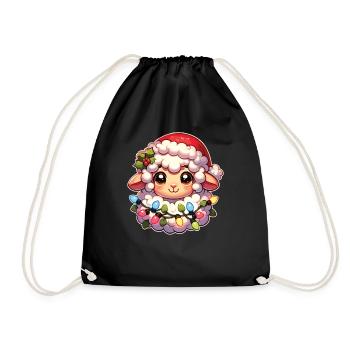Père Noël chapeau Noël guirlandes lumineuses mouton - Sac de sport léger - noir - Devant