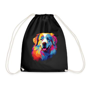 Aquarelle coloré chien de montagne des Pyrénées - Sac de sport léger - noir - Devant
