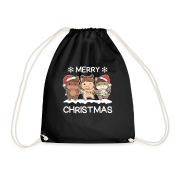 Merry Christmas Horse Christmas Eve Horses - Drawstring Bag - black - Front