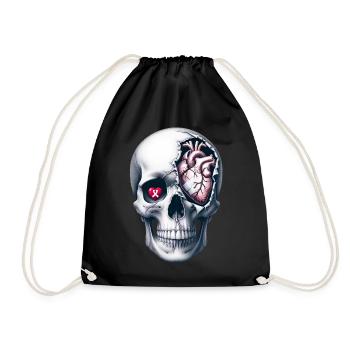 Heart Warrior Skull Tee CHD Awareness Strength - Drawstring Bag - black - Front