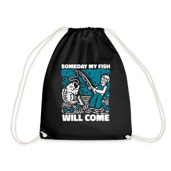Someday My Fish Will Come Fliegenfischer - Turnbeutel - Schwarz - Vorne