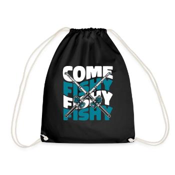 Come Fishy Fishy Fishy Fliegenfischer - Turnbeutel - Schwarz - Vorne