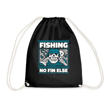 Fishing No Fin Else Hochseeangler Fliegenfischer - Turnbeutel - Schwarz - Vorne