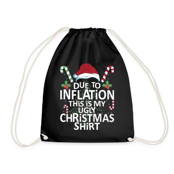 Aufgrund der Inflation Hässliche Weihnachten Witzi - Turnbeutel - Schwarz - Vorne