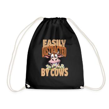 cow cows farmer agriculture farmer - Drawstring Bag - black - Front