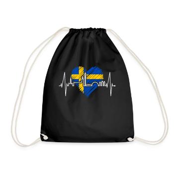Stockholm Skyline Heartbeat Heart I Love Suède - Sac de sport léger - noir - Devant