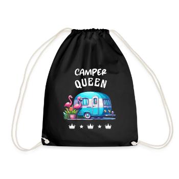 Camper Queen Camping Caraven Wohnmobil Sommer - Turnbeutel - Schwarz - Vorne
