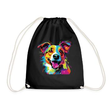 Aquarelle colorée Jack Russell Terrier - Sac de sport léger - noir - Devant