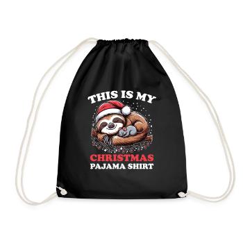 Sloth Mouse Christmas Pajamas Sloths - Drawstring Bag - black - Front