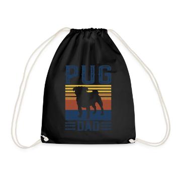 Pug Dad Dog Vintage Retro - Turnbeutel - Schwarz - Vorne