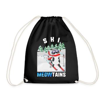 Ski-Shirt, Ski Mauzi niedliche Katze Ski Ski Down - Turnbeutel - Schwarz - Vorne