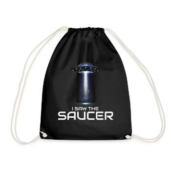 Alien, UFO, UAP, Space, Space Flying Object - Drawstring Bag - black - Front