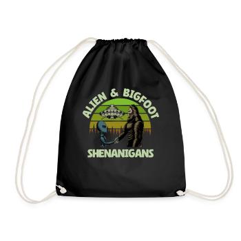 Alien, UFO, UAP, Space, Space Flying Object - Drawstring Bag - black - Front