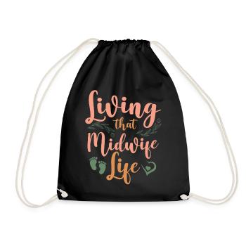 Nurse Midwife Birth Worker Living - Drawstring Bag - black - Front