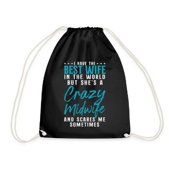 Nurse Midwife Birth Worker Wife - Drawstring Bag - black - Front