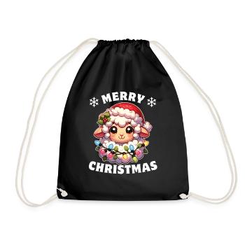Père Noël chapeau Noël guirlandes lumineuses mouton - Sac de sport léger - noir - Devant